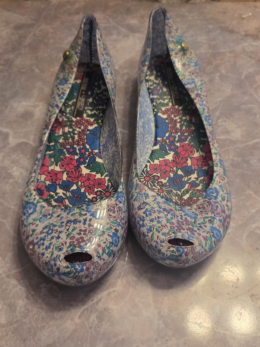 Melissa Floral Print Blue Women's Ballet Flats